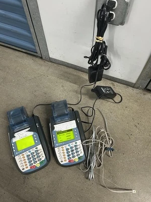 Lot Of 2x Hypercom Optimum T4100 Credit Card Terminals Works (Read Descr/Parts) - Image 1 of 4