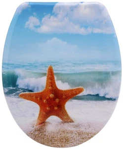 sanicomfort Duroplast WC Toiletten Klo Sitz Deckel Brille Softclose Seestern - Bild 1 von 6