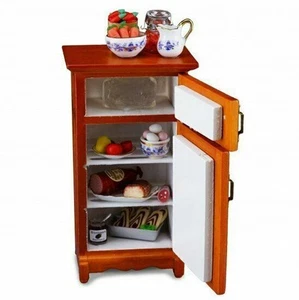 Reutter Porcelana - Refrigerador Miniatura Lleno Azul y Dorado para Casa de Muñecas - Imagen 1 de 2