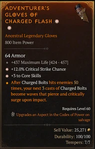 Gloves 2GA +3 Core Skills Sorc Hydra ETERNAL REALM NON-SEASON SC D4 PS5 - Picture 1 of 1