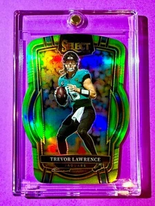 Trevor Lawrence RARE SERIAL # 245/299 NEON GREEN DIECUT PANINI SELECT CLUB PRIZM - Picture 1 of 5