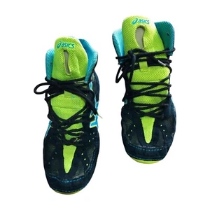 ASICS Cael Sanderson V6.0 Mens 8.5 Shoes Blue Yellow Black Wrestling Sneakers - Picture 1 of 7
