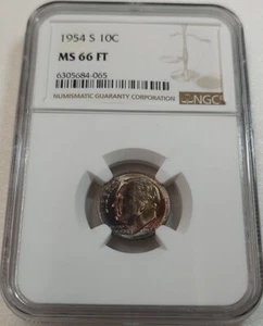 *TONED* 1954-S Roosevelt Dime 10C NGC MS66 FT #6305684-065 - Picture 1 of 4
