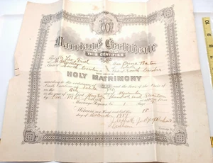 Antik 1917 Heiratsurkunde Papier signiert - Bild 1 von 5