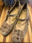 Earth Spirit Leather Mary Jane Hook/Loop Bow Strap Shoes, 1" Heel , Sz 9