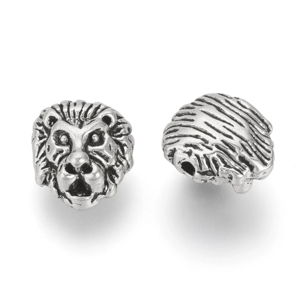 Tibetan Silver Spacer Beads Lion Head 13mm x 11mm 10pcs SPB14 - Image 1 of 1