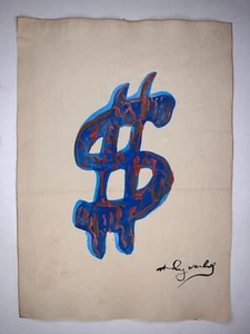 Andy Warhol COA art painting original drawing vintage paper signed stamped - Picture 1 of 3
