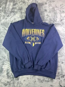 Vintage University of Michigan Wolverines Hoodie XXL Made USA Pullover Blue NCAA - Picture 1 of 8
