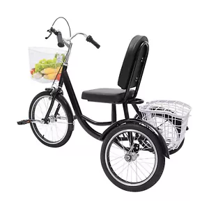 20" Adult Tricycle 3 Wheel Trike Cruise Bicycle Bike with Shopping Basket Black - Picture 1 of 24