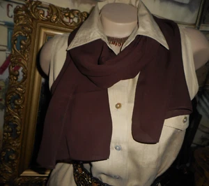 Grande sciarpa marrone crepe georgette e pendente perline girocollo ambra ottone antico - Foto 1 di 7