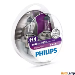 H4 Lampadine Alogene PHILIPS 12342VPS2 60% Faro Vision Plus Set - Picture 1 of 1