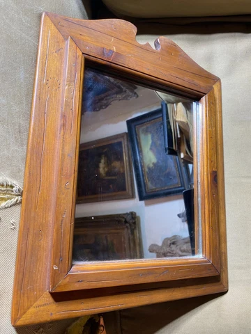 Small Vintage Wood Framed Rectangular Mirror - 12.0" W x 15.5" L x 1.0" D Cover