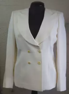Giorgio Armani Double breast Rayon Blend, Silk Lined Jacket Blazer Ivory Size 48 - Picture 1 of 10