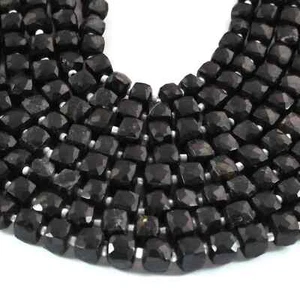 1 Long Strand Black Onyx Faceted Cube Shape Briolettes - Black Onyx Briolettes - - Picture 1 of 4