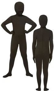 Black Lycra Bodysuit All In 1 Black Halloween Skinz Second Skin Kids Fancy Dress - Picture 1 of 4