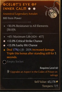 Amulet 2GA Crit Chance Lucky Hit Diablo 4 ETERNAL REALM NON-SEASON SC D4 PS5  - Picture 1 of 1
