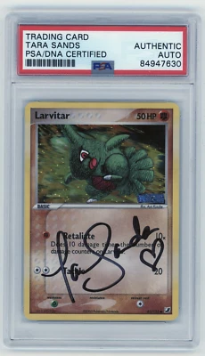 PSA Signed Tara Sands Larvitar 61/115 Stamped Unseen Forces 2005 Pokémon - Image 1 of 2