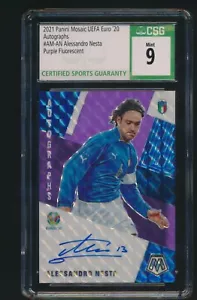 2021 Mosaic Euro Purple Fluorescent ALESSANDRO NESTA Autograph /49 CSG 9/10 - Picture 1 of 2