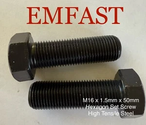 16mm x 1,5 x 50 Stahl Sechskant Madenschraube metrisch extrafein Schraube Sechskant M16 - Bild 1 von 3