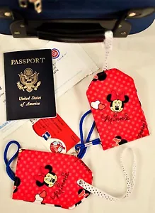 hand crafted fabric luggage tags set of 2 secure info 3.5" X 5.5" hello kitty - Picture 1 of 5