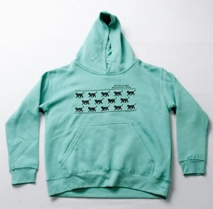 LAT Unisex Youth Long Sleeve Cat Print Pullover Hoodie AP2 Mint Green Medium - Picture 1 of 3