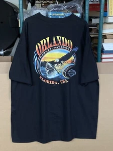 Vintage 2001 Harley Davidson Orlando Florida Eagle Shark Logo Shirt 2XL XXL NWT - Picture 1 of 16