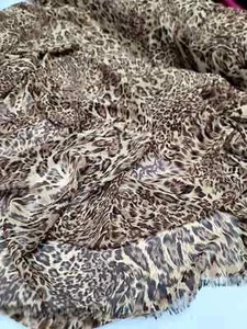 BROWN TAN LEOPARD CHIFFON FABRIC 57" BY THE YARD SHEER CHEETAH ANIMAL PRINT - Picture 1 of 15