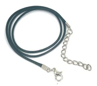 10 collar de cordón de algodón encerado trenzado negro de 18" con cierre de langosta de cadena de extensión Foto 1 de 4
