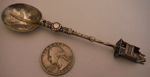 Robert Pringle BIRMINGHAM Antique Sterling Silver ENGLISH Coronation Spoon CHAIR Cover