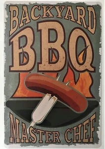 RETRO METAL WALL SIGN BBQ TIN VINTAGE FUNNY KITCHEN FATHERS DAY DAD GIFT CHEF - Picture 1 of 1