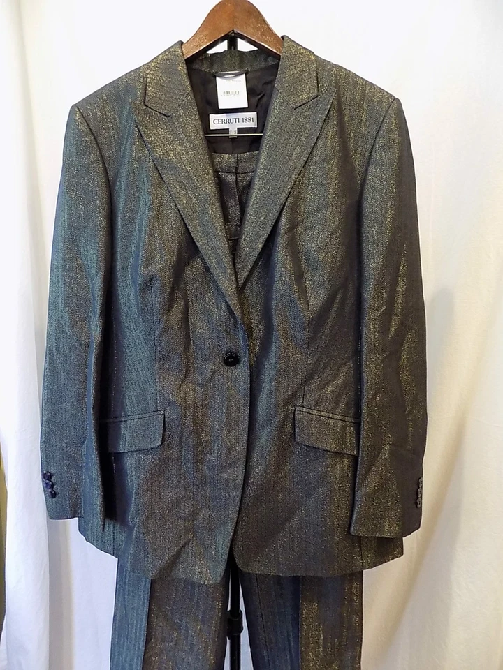 Traje pantalón mujer CERRUTI 1881 mezcla de lana metálico brillante 3 piezas S (250) Foto 1 de 4