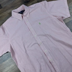 Ralph Lauren Hemd Large Gestreift Button Down Kurzarm Classic Fit Lachs - Bild 1 von 9