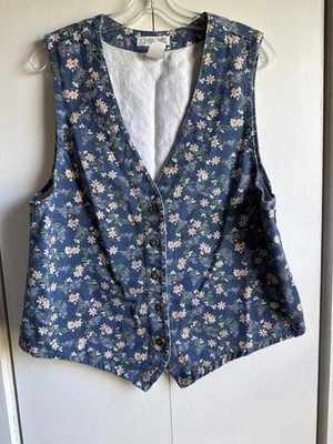 Chaleco con botones floral azul Cherokee - mediano Foto 1 de 3