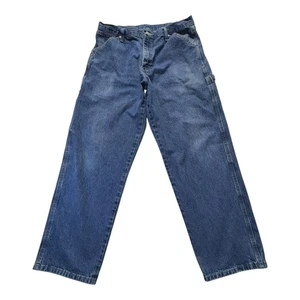 Wrangler Authentic Workwear Carpenter Denim Jeans Mens Size 34x30 Med Blue Wash - Picture 1 of 14