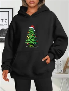 Dooleck Oversized Christmas Tree Hoodie For Women - Casual Pullover With Long Sl - Picture 1 of 7