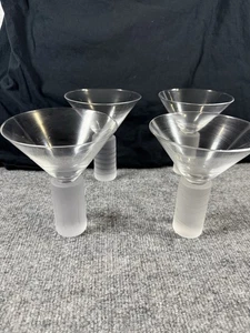 Artland PRESCOTT hand blown martini glasses frosted stem set Of 4 - Picture 1 of 7