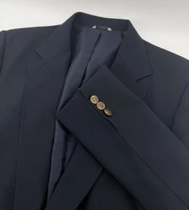 VNTG Haggar Herren Blazer Jacke 40 L Navy Blau University Knöpfe Hopsack - Bild 1 von 11