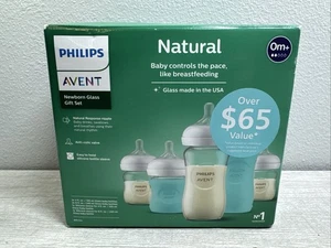 Philips Avent Glass Natural Bottle with Natural Response Nipple Baby Set - NEW! - Picture 1 of 6