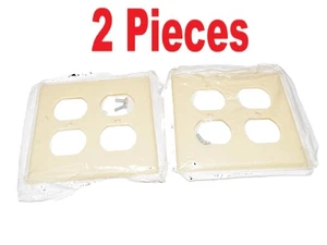 (Set bestehend aus 2) Leviton 001-86016 Doppelgang Elfenbein zwei Duplex Buchsen Wandplatte - Bild 1 von 6