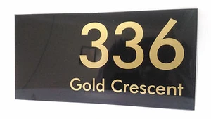 Gold on Black Aluminum House Address Signs 300mm x 150mm - Picture 1 of 1