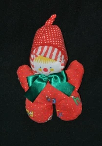 Doudou poupée poupon COROLLE 1995 clown rouge noeud vert grelot 18 cm TTBE - Picture 1 of 1