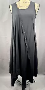 Yohji Yamamoto Dress Women 2 Black Sleeveless Asymmetrical Drape Buttons Cupro - Picture 1 of 7