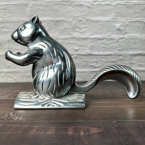 Vintage Heavy Duty Cast Aluminum Metal Nutty Squirrel Nutcracker Silver Tabletop - Picture 1 of 12
