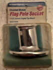 NOS West Marine Chromed Bronze Flag Pole Socket, 1 1/4" angled top mount  NIP