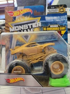 Hot Wheels MONSTER JAM Truck MJ GOLDEN MACHINE 2018 GOLD RECRUSHABLE CAR 3/3 - Picture 1 of 2