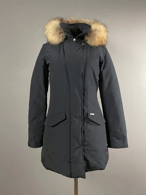 Como Nuevo Woolrich John Rich & Bros Pato Plumón Parka Chaqueta Abrigo Borde de Piel Azul Marino Talla XS Foto 1 de 4