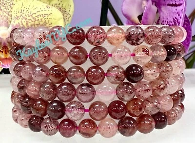 "Lote al por mayor de 6 piezas pulsera elástica curativa de cristal de cuarzo fresa 6 mm 7,5""" Foto 1 de 4