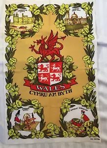 Toalla de té Gales recuerdo Cymru Ambyth 100 % algodón sin usar 30" x 19" castillo dragón - Imagen 1 de 11
