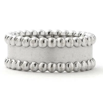 Van Cleef Perlee Signature Ring Band 18k White Gold Size 10 MSRP 4300 - Image 1 of 4