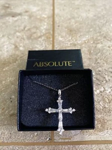 New DBJ Cross Cz Cluster Sterling Silver 925 Necklace 18” #2150 - Picture 1 of 6